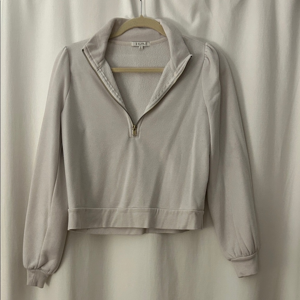 Z Supply Cropped Cream Quarter Zip